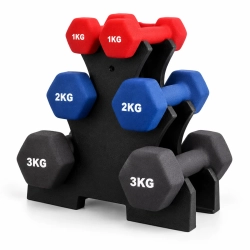 Zestaw 6 hantli 1, 2 i 3 kg na stojaku — FX50557